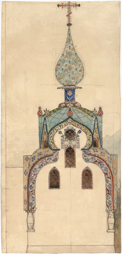 Chapel on the grave of Andrey Mamontov (1869-1891) in Abramtsevo by Viktor Mikhailovich Vasnetsov, 1869-1891 — digital art…