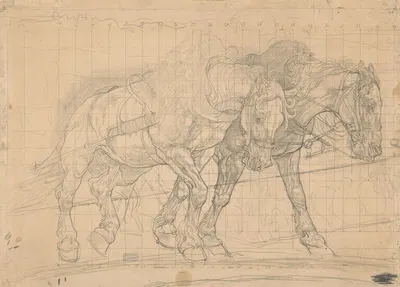 Twee trekkende paarden by Pieter Dupont, 1880-1911 — digital art print download