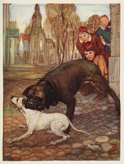 Rab and the game chicken by Gustaf Tenggren, 1924 — digital art print download