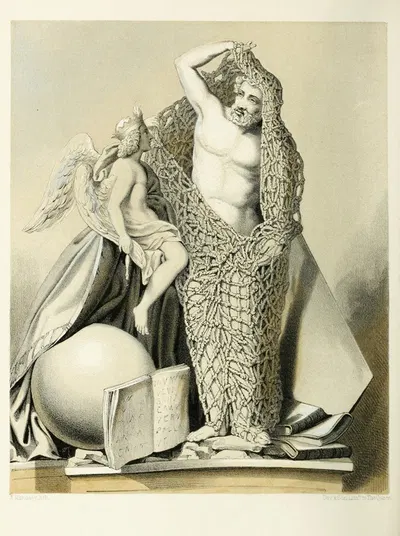 Мужчина, убегающий из сети греха, Неаполь by Генри Ноэль Хамфрис, 1852 — digital art print download