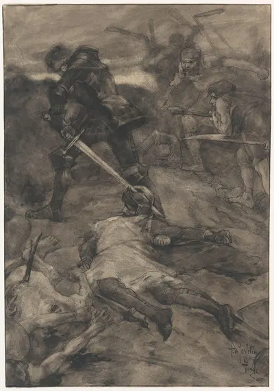 Historische voorstelling van een veldslag by Питер Йосселин де Йонг — digital art print download