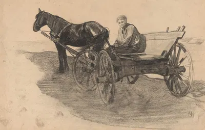 Paard en wagen met iemand erin by Питер Йосселин де Йонг — digital art print download