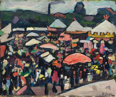 Jahrmarkt am Kesselbrink in Bielefeld by Hermann Stenner, 1912 — digital art print download