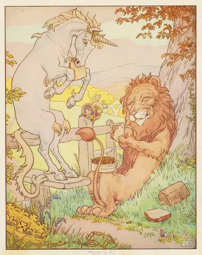 Лев и единорог. by Леонард Лесли Брук — digital art print download