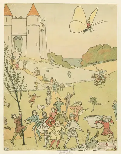 Том Thumb ловит попутку на бабочке by Леонард Лесли Брук, 1922 — digital art print download
