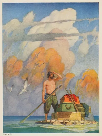 На милю, или около того, мой плот шёл очень хорошо... by Ньюэлл Конверс Уайет, 1920 — digital art print download