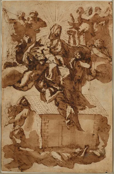 The Miracle of the Santa Casa of Loreto by Pietro Antonio de' Pietri, c. 1700 — digital art print download