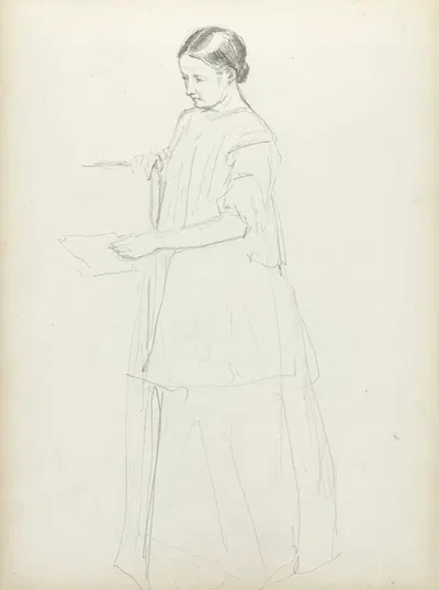 Staande vrouw met een brief by Рейньер Крейвангер, 1822-1880 — digital art print download