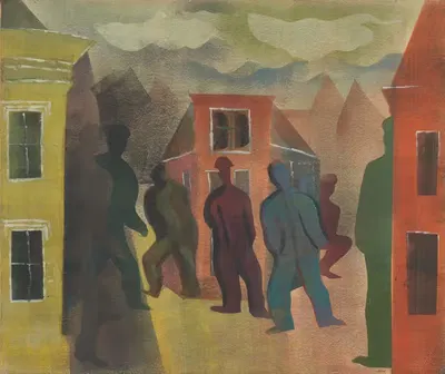 Уличный пейзаж с фигурами by Хендрик Николас Веркман, 1944 — digital art print download