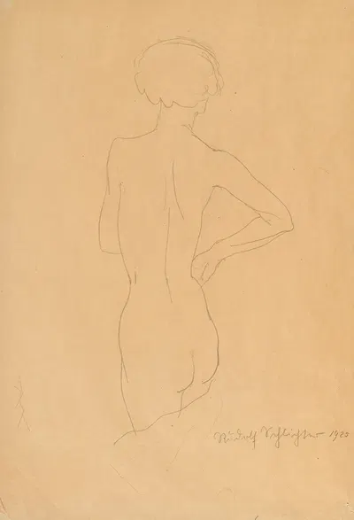Stehend Nackt (eine Hand an der Hüfte) by Рудольф Шлихтер, 1925 — digital art print download