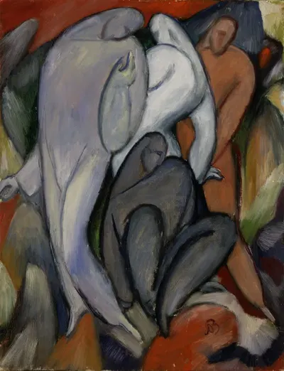Четыре пьеро by Альберт Блох, 1912 — digital art print download