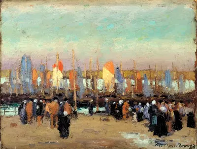 Harbor Scene with Fishing Boats by George Elmer Browne — digital art print download