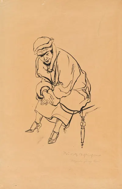 Sitzende junge Frau by Рудольф Шлихтер — digital art print download