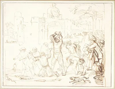 The Stoning of Saint Stephen by Самуэль ван Хоогстракен — digital art print download