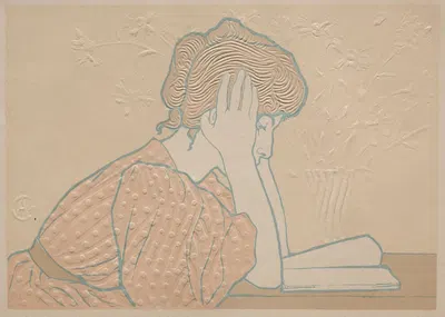 Young Woman Reading by Alexandre Charpentier, 1896 — digital art print download