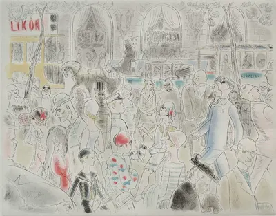 Streets and Fares of Berlin; Under the Linden Trees by Chas Laborde, 1930 — digital art print download