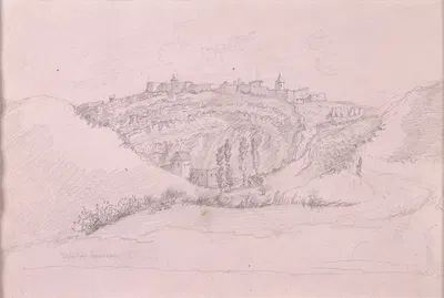 Village on a Hilltop by Теодор Руссо, 1825 — digital art print download
