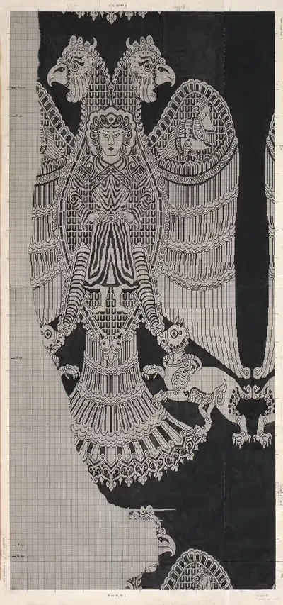 Schematic Drawing of Buyid Silk by Félix Guichert — digital art print download