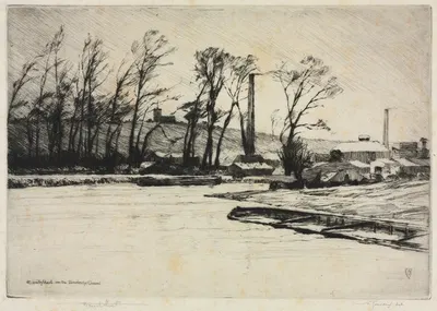 A Wintry Blast on the Stourbridge Canal by Sir Frank Short, 1890 — digital art print download
