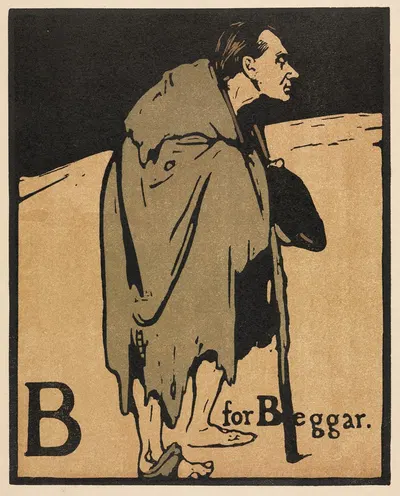 An Alphabet; B is for Beggar by William Nicholson, 1897 — digital art print download