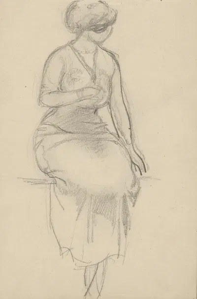 Marie Emilie Andersen sitting, with her hand in front of her. by Вальдемар Андерсен, 1895-1928 — digital art print download