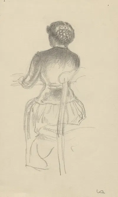 Marie Emilie sitting at a table, seen from behind. by Вальдемар Андерсен, 1895-1928 — digital art print download