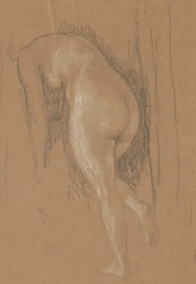 Naked woman seen from behind, leaning forward. by Вальдемар Андерсен, 1895-1928 — digital art print download