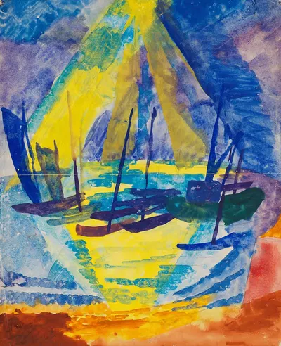 Лодки на вечернем солнце by Фриц Шефлер, 1920 — digital art print download