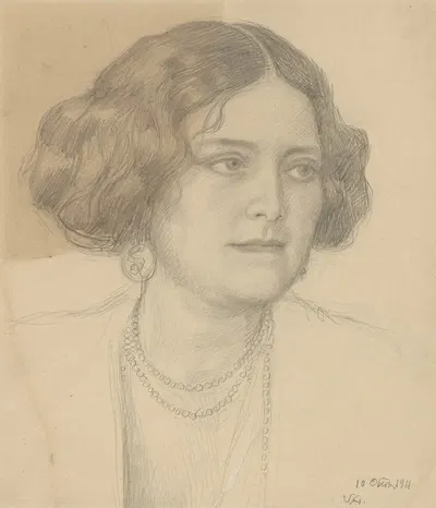 Portrait of the artist's wife. by Вальдемар Андерсен, 1911 — digital art print download