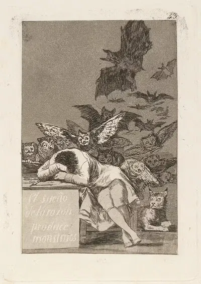 El sueño de la razon produce monstruos. (The sleep of reason produces monsters.) by Francisco de Goya, 1796-1797 — digital…