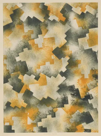 Schabloniertes Papier (Schablonenwischpapier) by Annemarie Irmler, 1915 - 1921 — digital art print download
