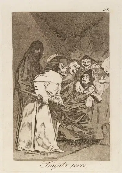 Tragala perro. (Swallow it, dog.) by Francisco de Goya, 1796-1797 — digital art print download