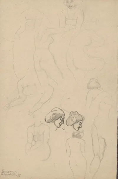 Sketches of naked women in various positions. by Вальдемар Андерсен, 1895-1928 — digital art print download
