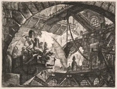 Узники на выступающей платформе by Джованни Баттиста Пиранези, 1761 — digital art print download