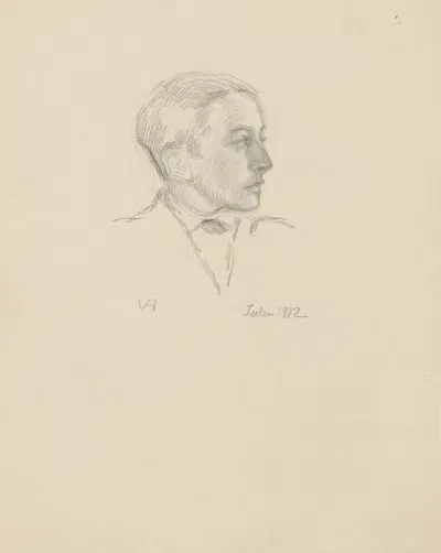 Young man in profile. by Вальдемар Андерсен, 1912 — digital art print download