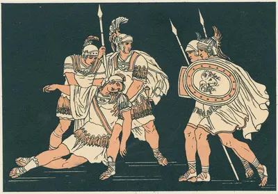 Aeneas and the body of Lausus by Bartolomeo Pinelli, 1878 — digital art print download