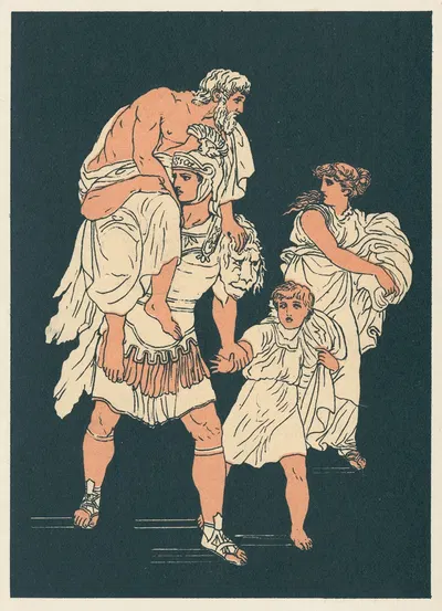 The flight from Troy by Бартоломео Пинелли, 1878 — digital art print download