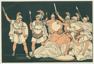 Turnus over the bodies of Almo and Galæsus by Bartolomeo Pinelli, 1878 — digital art print download