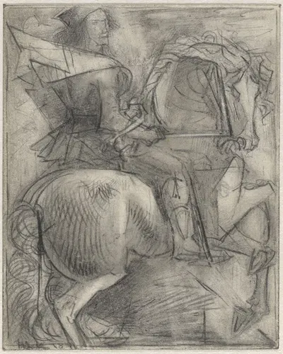 Man op een steigerend paard by Willem van Konijnenburg, 1918 — digital art print download