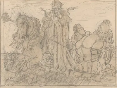 Sinterklaas met twee pieten op een dak by Виллем ван Конингенбург — digital art print download
