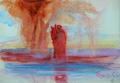 Пейзаж с фигурой, играющей на лире by Антоний Гавиньский, 1916 — digital art print download