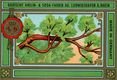 Этикетка красителя Badische Anilin & Soda-Fabrik с веткой дерева by Баденская анилиновая и содовая фабрика — digital art…