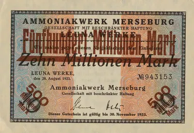 Пятьсот миллионов марок, банкнота by Баденская анилиновая и содовая фабрика, 1923 — digital art print download