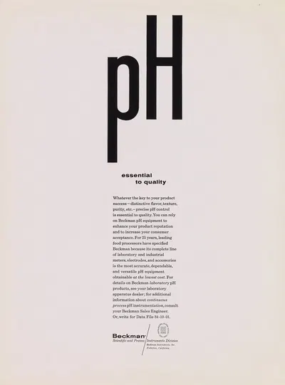 pH essential to quality by Beckman Instruments, 1961 — digital art print download