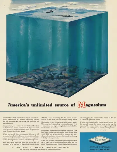 Неограниченный источник магния в Америке by Даун Кемикал Компани, 1942 — digital art print download