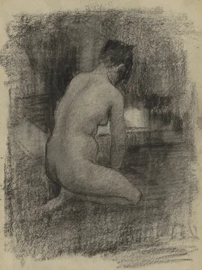 Knielend vrouwelijk naakt in een interieur by Виллем Витсен, 1886-1891 — digital art print download
