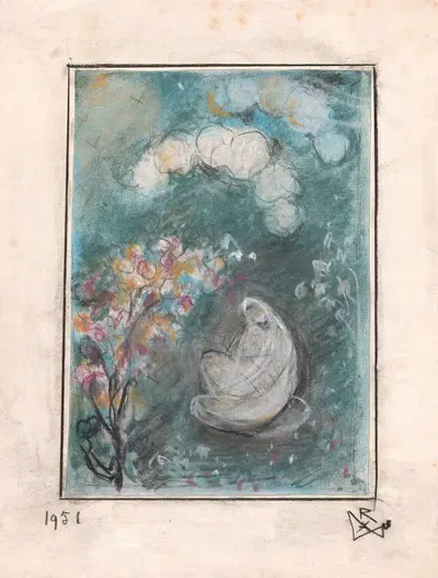 Медитация в саду by Виктор Руссо, 1951 — digital art print download