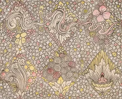 Цветочный текстильный дизайн для Sefton Fabrics, Белфаст by Гарри Кларк, 1918-1919 — digital art print download