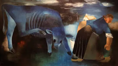 Contadina con vitello by Tinus van Doorn, 1934 — digital art print download
