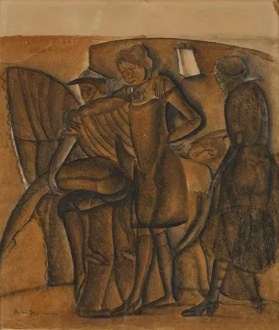 Иллюстрация к "Буй-буй на берегу моря by Борис Григорьев, 1920 — digital art print download